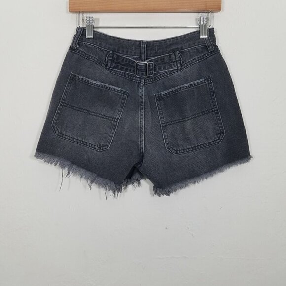 We The Free People Button Down Jean Shorts Black Size 26 - Picture 3 of 4